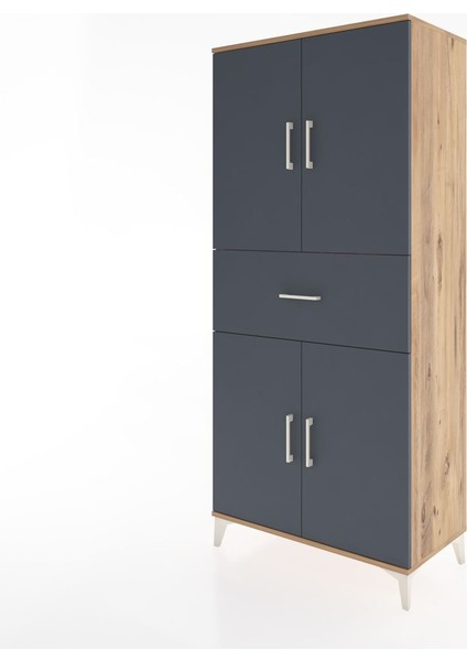 Hyperion Dolap 4 Raflı Tek Çekmeceli 4 Kapaklı 88X44X195 Çam-Antrasit modelleri