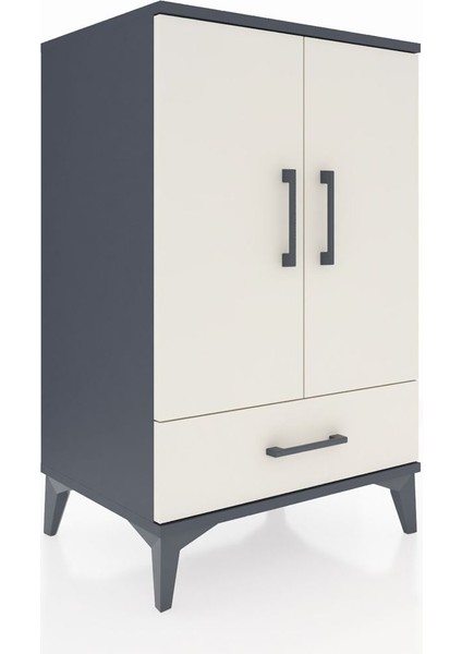 Hyperion Komodin 3 Raflı Tek Çekmeceli 2 Kapaklı 60X44X96 Antrasit-Aytaşı fiyatları