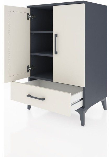 Hyperion Komodin 3 Raflı Tek Çekmeceli 2 Kapaklı 60X44X96 Antrasit-Aytaşı fırsatları