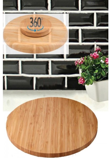 Bambu Döner Standlı 30 cm Lüx Sunum Tabağ 28x28x3,5cm -BLS3030DBNR