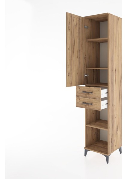 Hyperion Dolap 4 Raflı 2 Çekmeceli Tek Kapaklı 44X44X221 Çam-Çam fırsatları