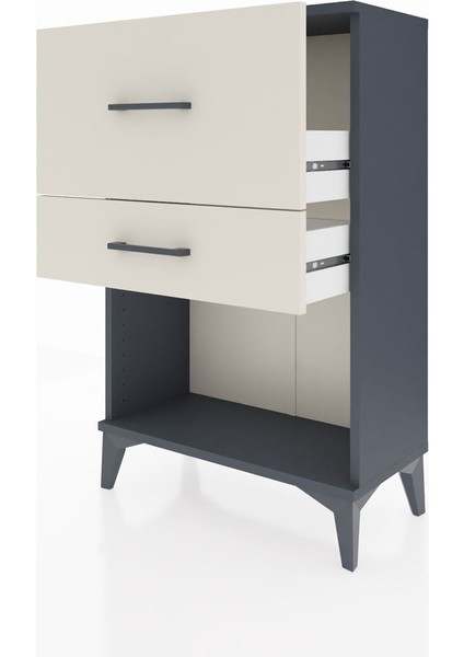 Arges Komodin 2 Çekmeceli 60X30X96 Antrasit-Aytaşı fırsatları