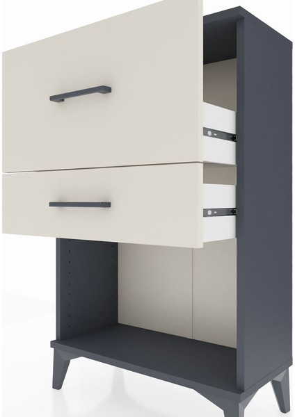 Arges Komodin 2 Çekmeceli 60X30X96 Antrasit-Aytaşı indirimleri