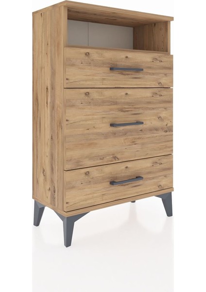 Arges Komodin Tek Raflı 3 Çekmeceli 60X30X96 Çam-Çam fiyatları