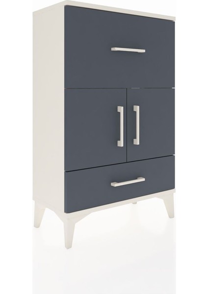 Arges Komodin Tek Raflı 2 Çekmeceli 2 Kapaklı 60X30X96 Aytaşı-Antrasit fiyatları