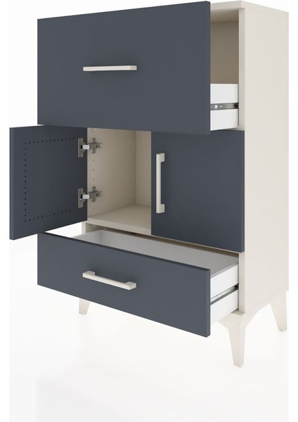 Arges Komodin Tek Raflı 2 Çekmeceli 2 Kapaklı 60X30X96 Aytaşı-Antrasit fırsatları