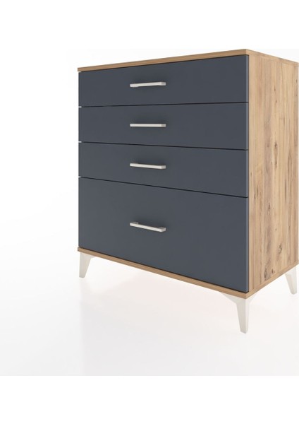 Hyperion Şifonyer 4 Çekmeceli 88X44X96 Çam-Antrasit modelleri