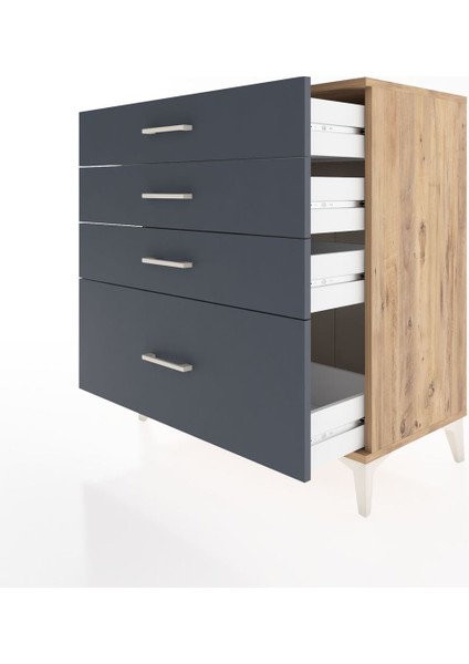 Hyperion Şifonyer 4 Çekmeceli 88X44X96 Çam-Antrasit fırsatları