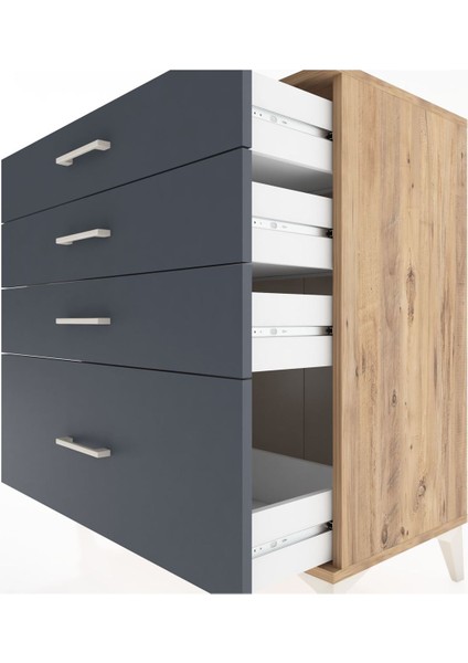 Hyperion Şifonyer 4 Çekmeceli 88X44X96 Çam-Antrasit indirimleri