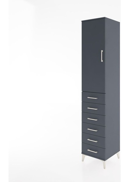 Hyperion Dolap 2 Raflı 6 Çekmeceli Tek Askılı 44X44X221 Antrasit-Antrasit modelleri