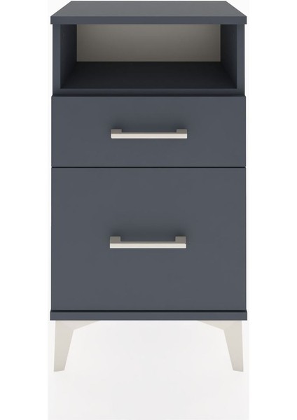 Arges Komodin Tek Raflı 2 Çekmeceli 44X30X80 Antrasit-Antrasit
