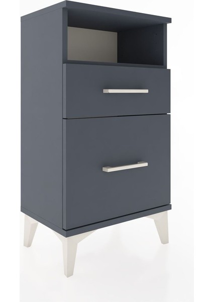 Arges Komodin Tek Raflı 2 Çekmeceli 44X30X80 Antrasit-Antrasit modelleri