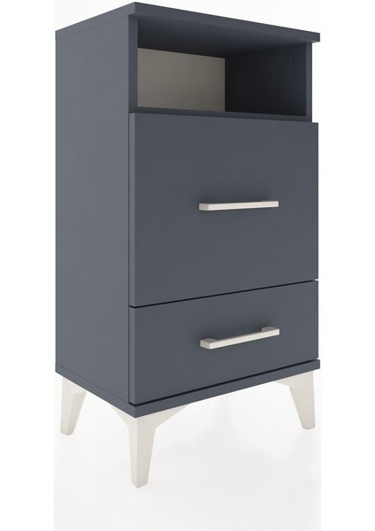 Arges Komodin Tek Raflı 2 Çekmeceli 44X30X80 Antrasit-Antrasit fırsatları