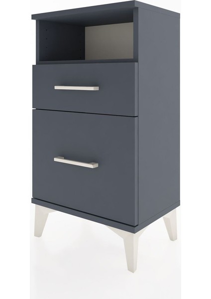 Arges Komodin Tek Raflı 2 Çekmeceli 44X30X80 Antrasit-Antrasit indirimleri