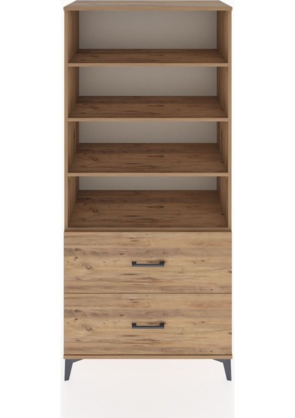 Hyperion Dolap 4 Raflı 2 Çekmeceli 88X44X195 Çam-Çam