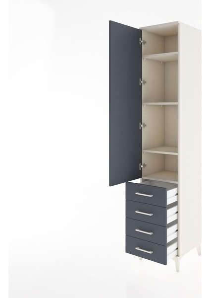 Hyperion Dolap 4 Raflı 4 Çekmeceli Tek Kapaklı 44X44X221 Aytaşı-Antrasit fırsatları