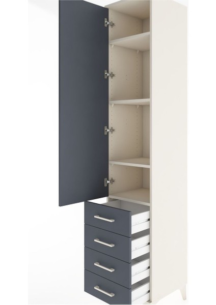 Hyperion Dolap 4 Raflı 4 Çekmeceli Tek Kapaklı 44X44X221 Aytaşı-Antrasit indirimleri