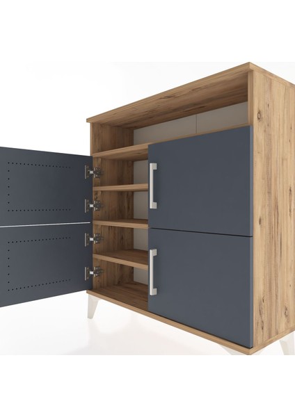 Arges Şifonyer 4 Raflı 4 Kapaklı 88X30X96 Çam-Antrasit indirimleri