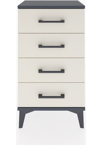 Arges Komodin 4 Çekmeceli 44X30X80 Antrasit-Aytaşı