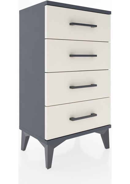 Arges Komodin 4 Çekmeceli 44X30X80 Antrasit-Aytaşı modelleri