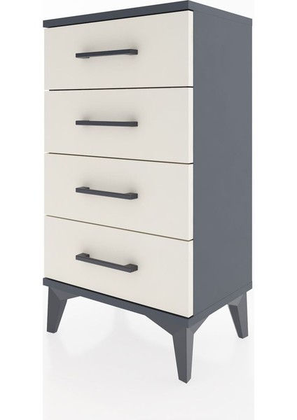 Arges Komodin 4 Çekmeceli 44X30X80 Antrasit-Aytaşı indirimleri