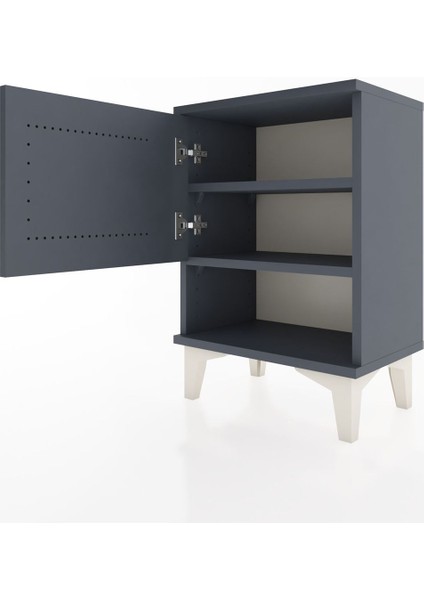 Arges Komodin 2 Raflı Tek Kapaklı 44X30X64 Antrasit-Antrasit fırsatları