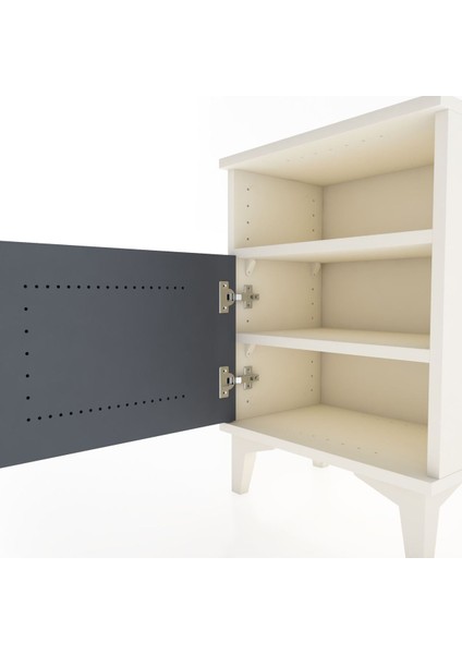 Arges Komodin 2 Raflı Tek Kapaklı 44X30X64 Aytaşı-Antrasit indirimleri