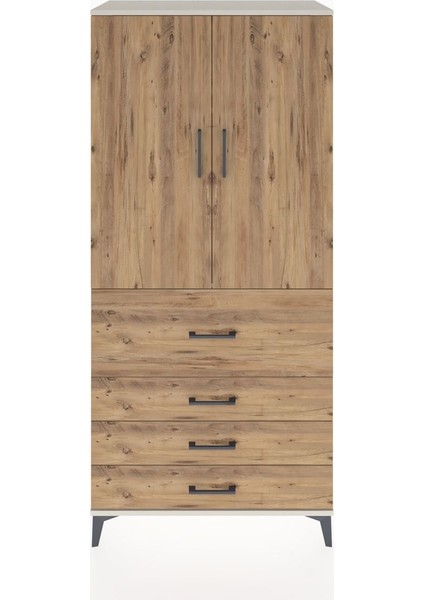 Hyperion Dolap 3 Raflı 4 Çekmeceli 2 Kapaklı 88X44X195 Aytaşı-Çam