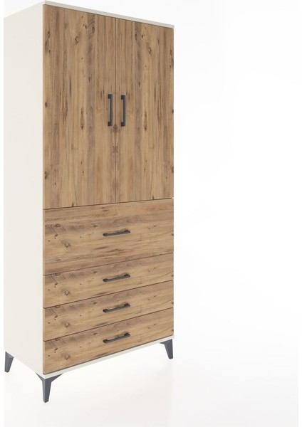 Hyperion Dolap 3 Raflı 4 Çekmeceli 2 Kapaklı 88X44X195 Aytaşı-Çam fiyatları