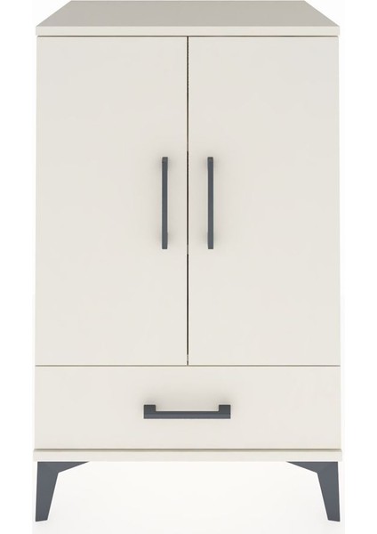 Hyperion Komodin 3 Raflı Tek Çekmeceli 2 Kapaklı 60X44X96 Aytaşı-Aytaşı