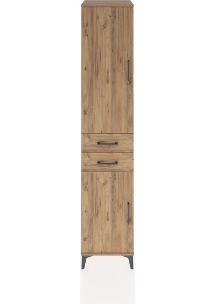 Hyperion Dolap 4 Raflı 2 Çekmeceli 2 Kapaklı 44X44X221 Çam-Çam