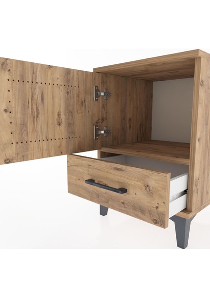 Hyperion Komodin Tek Raflı Tek Çekmeceli Tek Kapaklı 44X44X64 Çam-Çam indirimleri