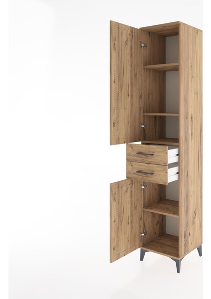 Hyperion Dolap 4 Raflı 2 Çekmeceli 2 Kapaklı 44X44X221 Çam-Çam fırsatları