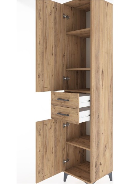 Hyperion Dolap 4 Raflı 2 Çekmeceli 2 Kapaklı 44X44X221 Çam-Çam indirimleri