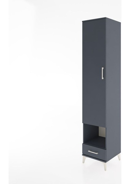 Hyperion Dolap 6 Raflı Tek Çekmeceli Tek Kapaklı 44X44X221 Antrasit-Antrasit modelleri