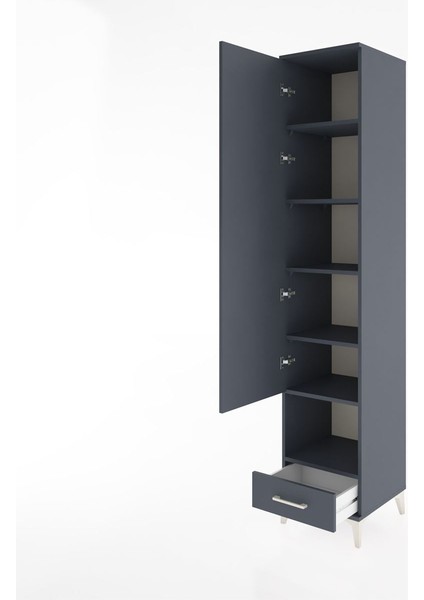 Hyperion Dolap 6 Raflı Tek Çekmeceli Tek Kapaklı 44X44X221 Antrasit-Antrasit fırsatları