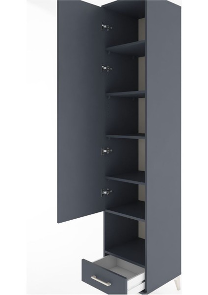 Hyperion Dolap 6 Raflı Tek Çekmeceli Tek Kapaklı 44X44X221 Antrasit-Antrasit indirimleri