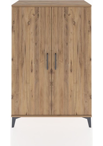 Hyperion Dolap Tek Raflı 2 Kapaklı Tek Askılı 88X44X134 Çam-Çam