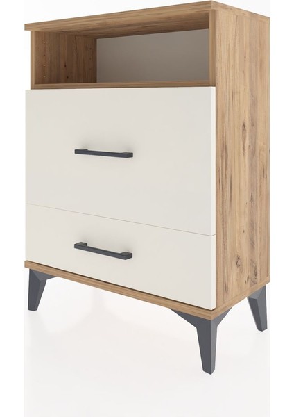 Arges Komodin Tek Raflı 2 Çekmeceli 60X30X80 Çam-Aytaşı modelleri
