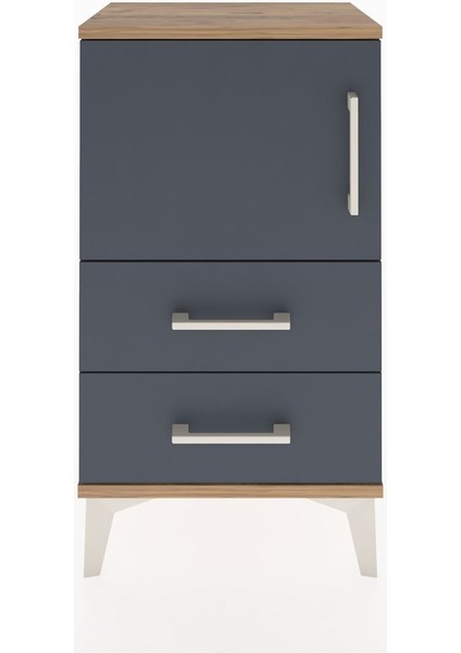 Arges Komodin 2 Raflı Tek Çekmeceli Tek Kapaklı 44X30X80 Çam-Antrasit fiyatları