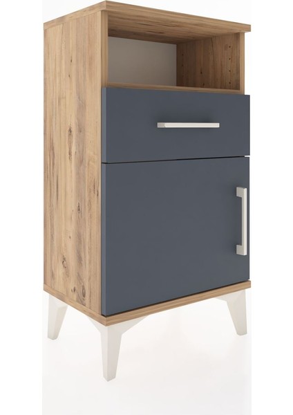 Arges Komodin 2 Raflı Tek Çekmeceli Tek Kapaklı 44X30X80 Çam-Antrasit modelleri