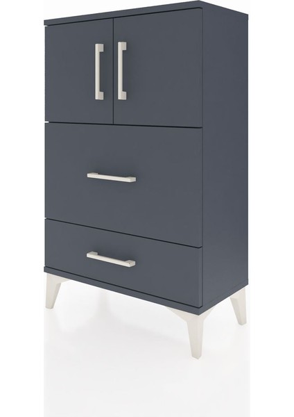 Arges Komodin Tek Raflı 2 Çekmeceli 2 Kapaklı 60X30X96 Antrasit-Antrasit modelleri