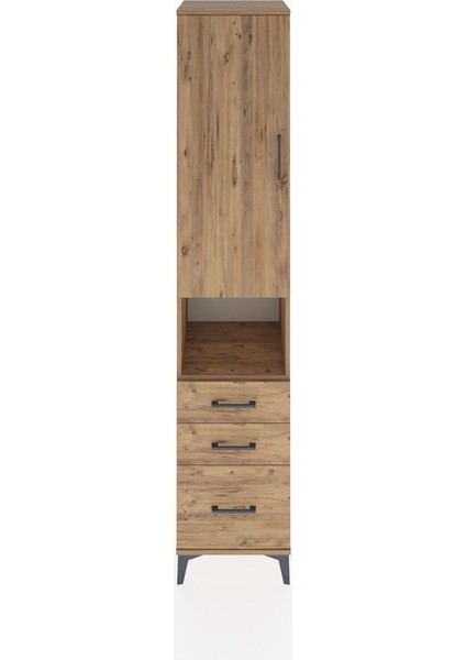 Hyperion Dolap 3 Raflı 3 Çekmeceli Tek Askılı 44X44X221 Çam-Çam