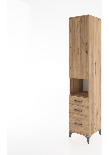 Hyperion Dolap 3 Raflı 3 Çekmeceli Tek Askılı 44X44X221 Çam-Çam modelleri