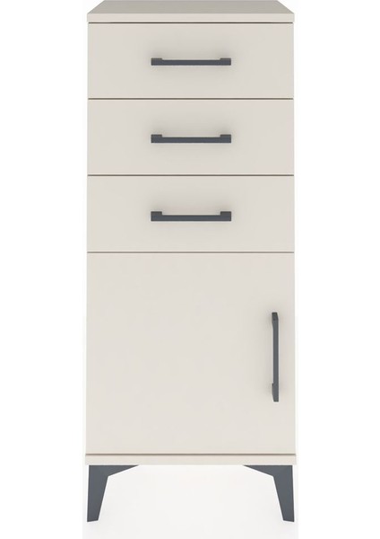 Arges Komodin Tek Raflı 3 Çekmeceli Tek Kapaklı 44X30X106 Aytaşı-Aytaşı