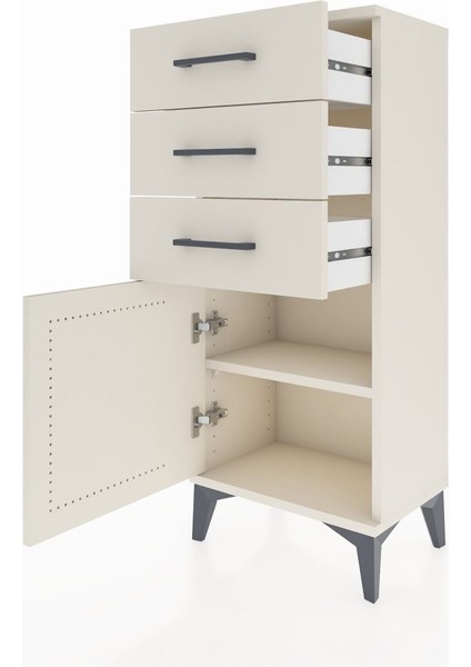 Arges Komodin Tek Raflı 3 Çekmeceli Tek Kapaklı 44X30X106 Aytaşı-Aytaşı fırsatları