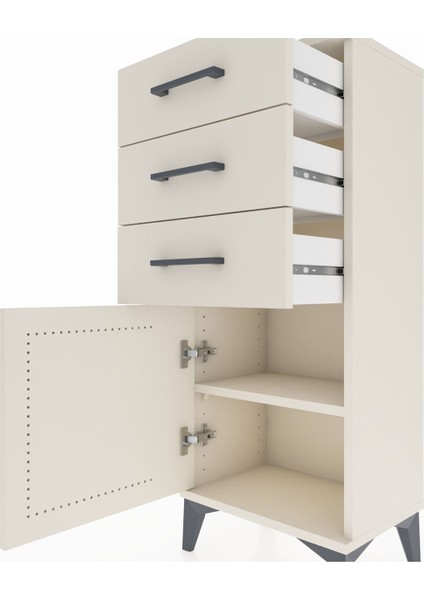 Arges Komodin Tek Raflı 3 Çekmeceli Tek Kapaklı 44X30X106 Aytaşı-Aytaşı indirimleri