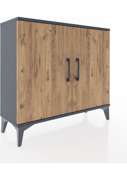 Arges Şifonyer Tek Raflı 2 Kapaklı 88X30X80 Antrasit-Çam fiyatları