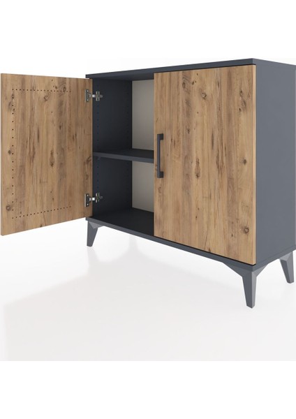 Arges Şifonyer Tek Raflı 2 Kapaklı 88X30X80 Antrasit-Çam fırsatları