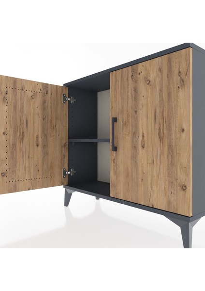 Arges Şifonyer Tek Raflı 2 Kapaklı 88X30X80 Antrasit-Çam indirimleri